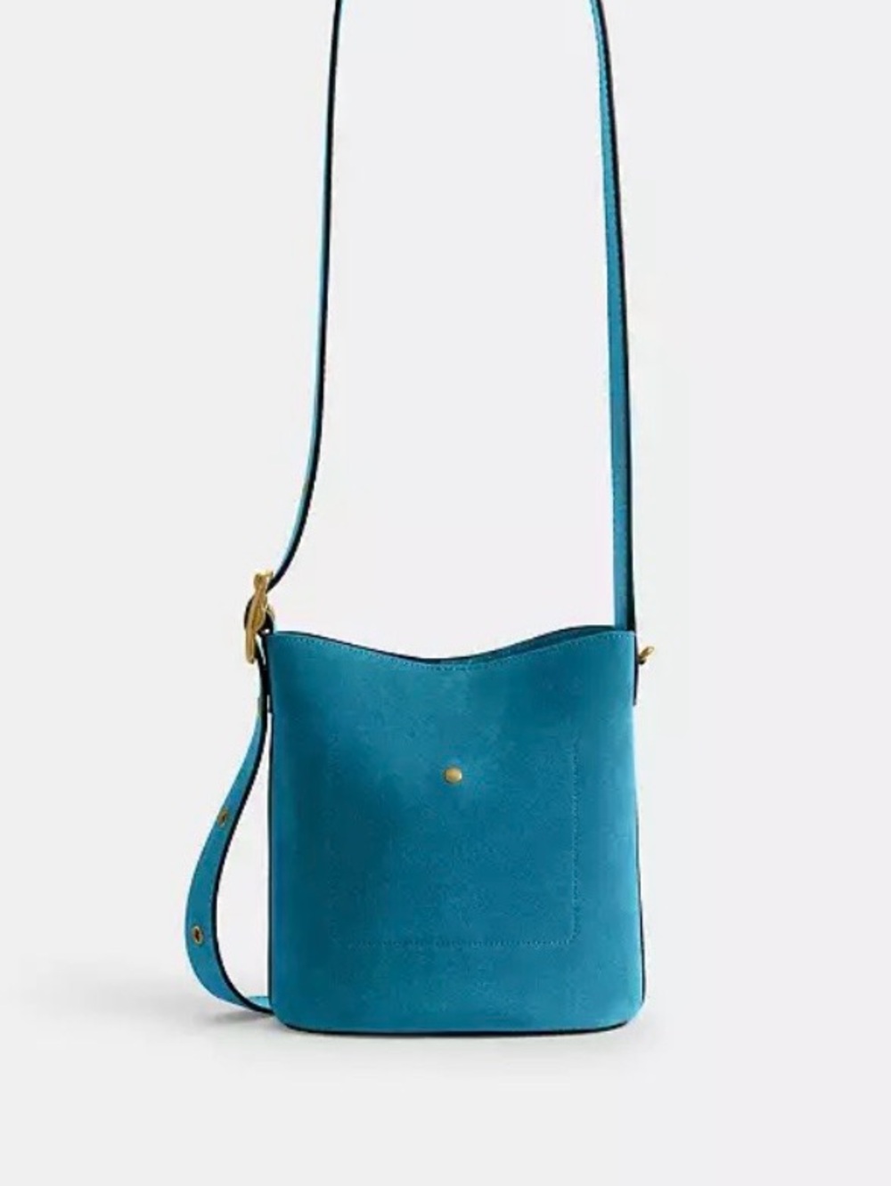 COACH Bleecker Bucket Bag 21 with Matching Pouch in Sea Blue (Teal) Suede NWT - Picture 4 of 12